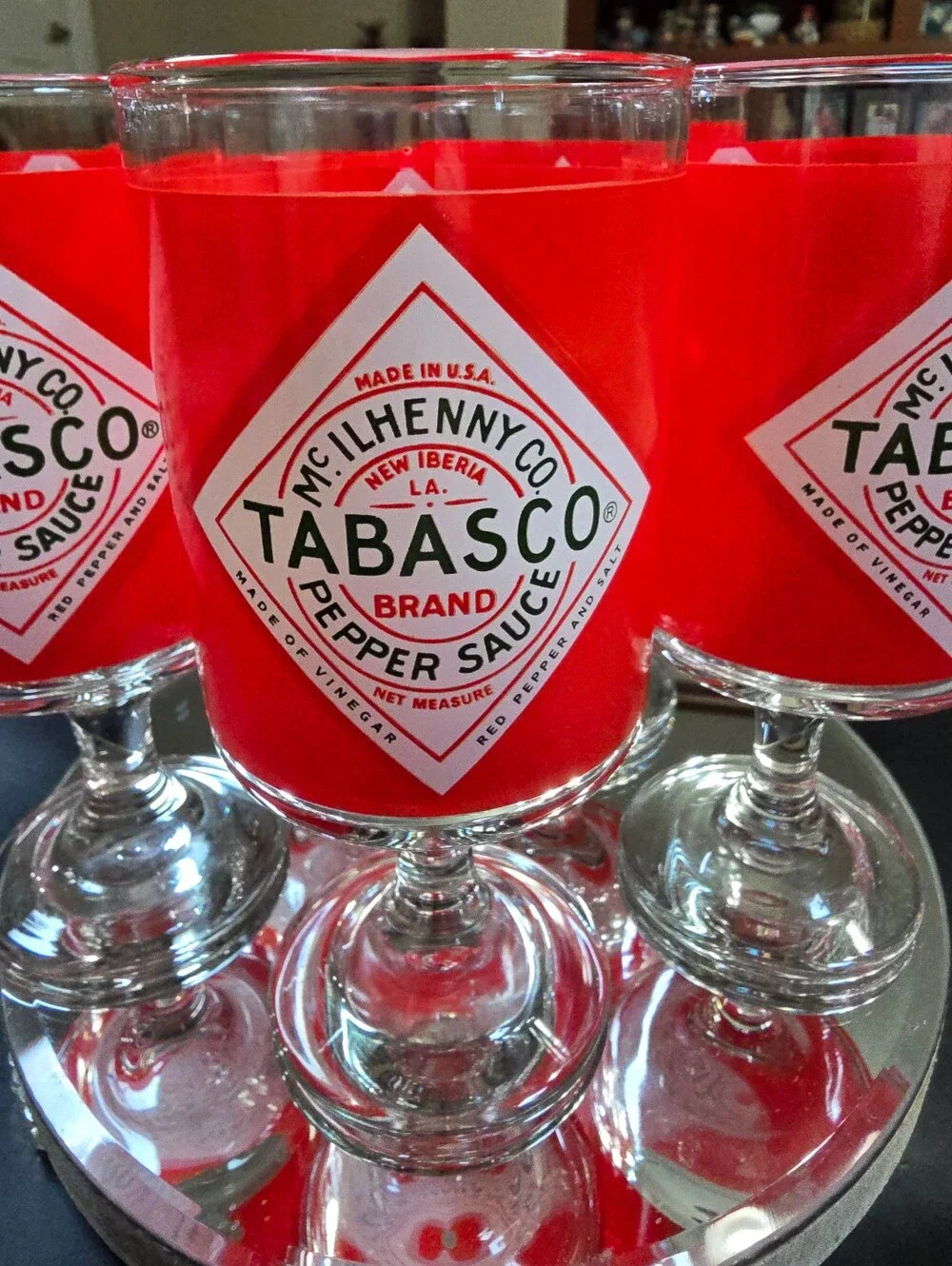 Vintage McILhenny Co. Tabasco Stemmed Glass Goblets Set Of 5
